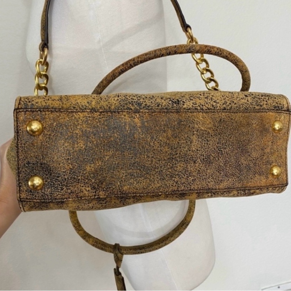 Michael Kors Women's Bronze Metallic Hamilton Gold Chunky Chain Strap Satchel - Picture 7 of 16
